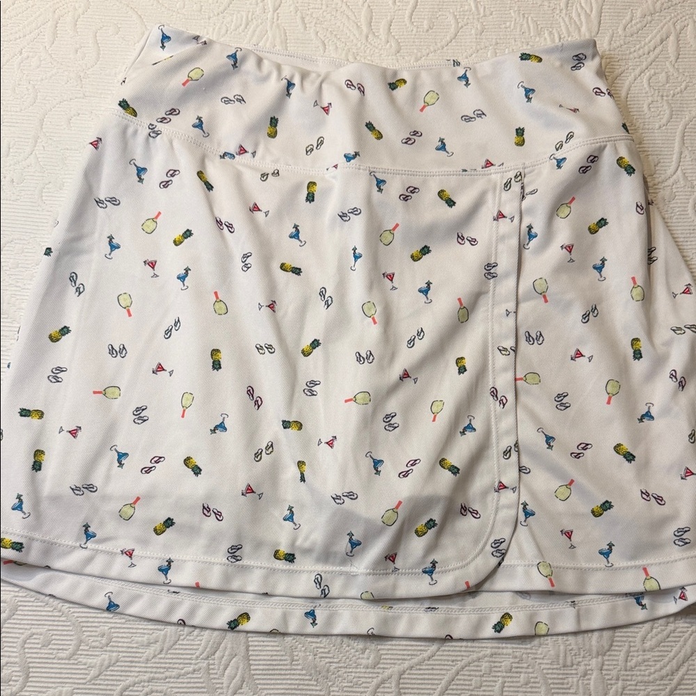 White Printed Women’s Skort with Summer Icon Motif